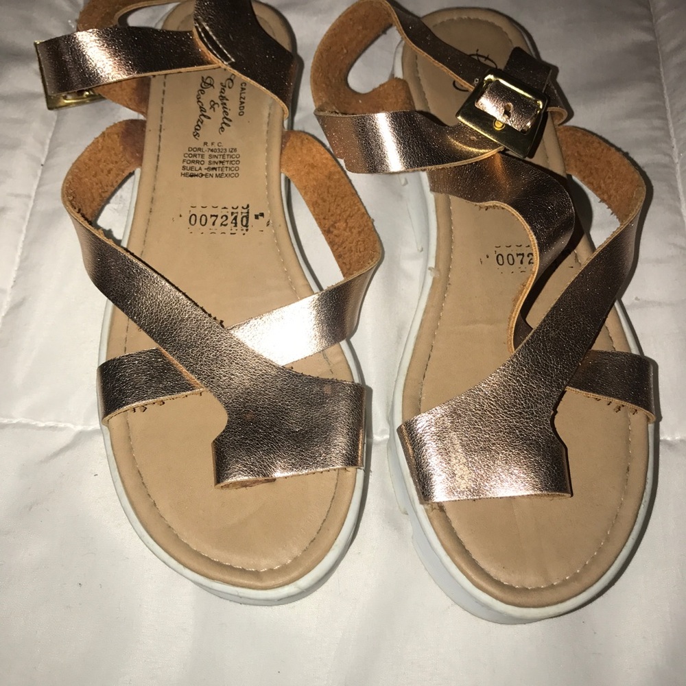 Rose gold platform sandals